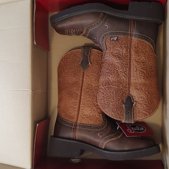 Women's JUSTIN Western Leather Boots / Starlina Square Toe Gypsy Collection - Picture 8 of 8